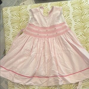 Marco and Lizzy Charming Pink seersucker Kids Dress